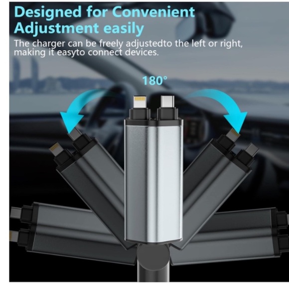 Retractable Car Charger 120W Works for iOS & Android (LONG CABLE) - Picture 5 of 6